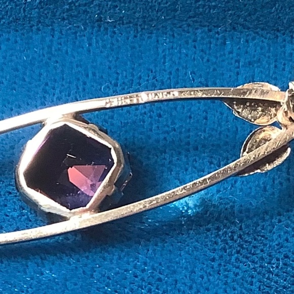 Antique sterling silver Scottish amethyst brooch - Picture 4 of 6